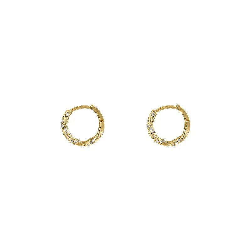 FTCY Simple Luxury Zircon Metal Hoop Earrings for Women
