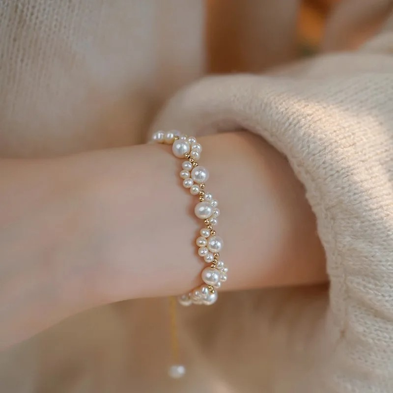 Cute Animal Paw Bracelet for Women  Gold Color French Retro Pearl Bracelet Jewelry