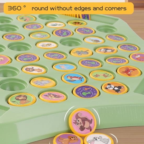 Kids Memory Reversi Chess Game 2 To 4 Players Animal Fruit Flipping Chess Matching Game Focus Training Toddlers Educational Memory Challenge Toy