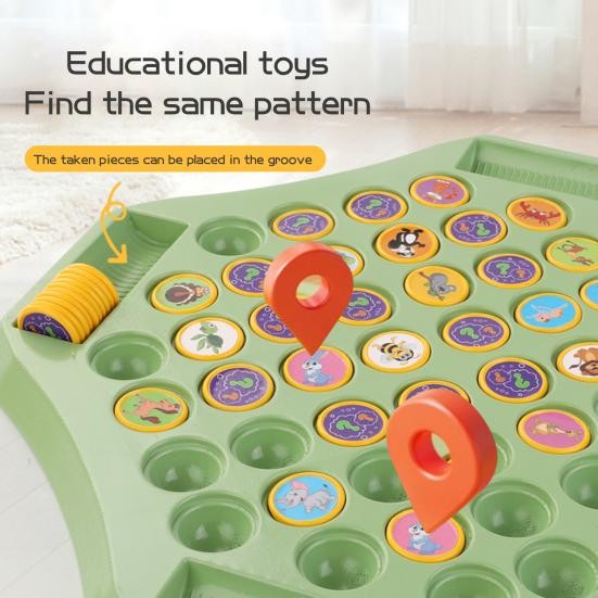 Kids Memory Reversi Chess Game 2 To 4 Players Animal Fruit Flipping Chess Matching Game Focus Training Toddlers Educational Memory Challenge Toy