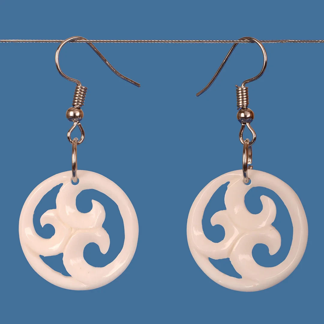 Bone Triple Koru Earrings