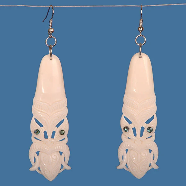 Bone Toki Earrings with Tiki