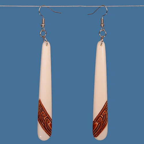 Enchanted Koru Stain Bone Drop Earrings