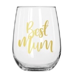 BEST MUM STEMLESS WINE GLASS 430ML