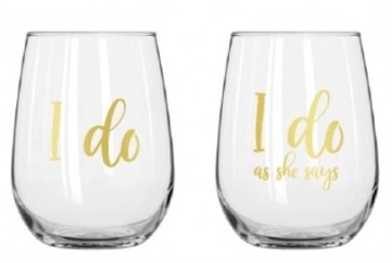 I DO STEMLESS WINE GLASS SET 430ML