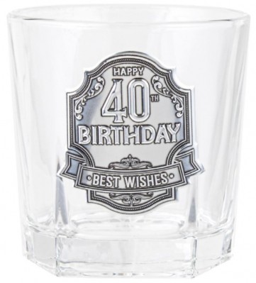 40TH BADGE SPIRIT GLASS 210ML