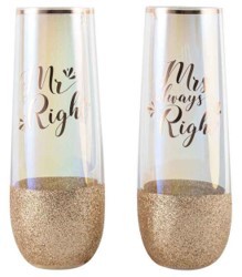 MR MRS RIGHT GLITTERATTI STEMLESS CHAMPAGNE 2PK