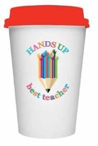 **HAND UP BEST TEACHER TRAVEL MUG 295ML