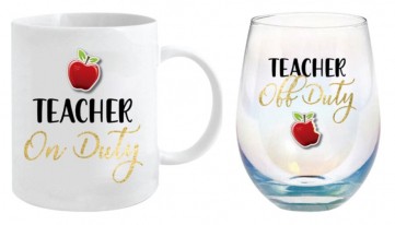 **TEACHER 360ML MUG & STEMLESS GLASS 600ML GIFT SET
