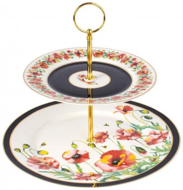 POPPIES COLLECTION 2 TIER CAKE STAND 23H 37W