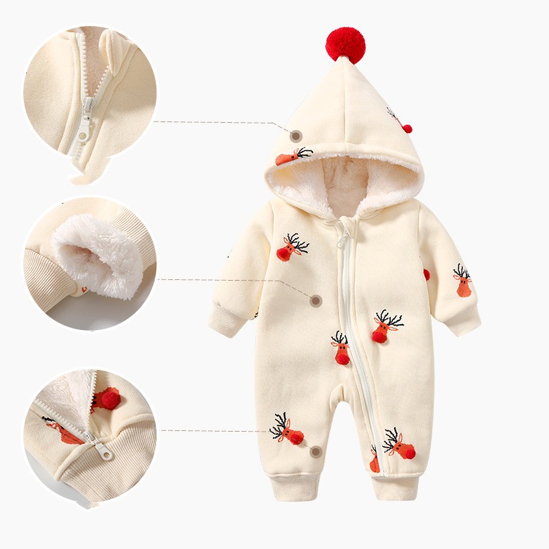 Festive Reindeer Hooded Onesie for Babies