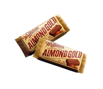 CHOCOLATE ALMOND GOLD SLABS 45GM 50s (WHITTAKERS FG0162)