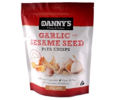 PITA CRISPS GARLIC & SESAME SEEDS 150GM (DANNY'S CPGP)