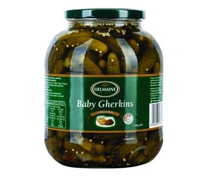 GHERKINS BABY CORNICHONS 1.34KG (DELMAINE 4494)