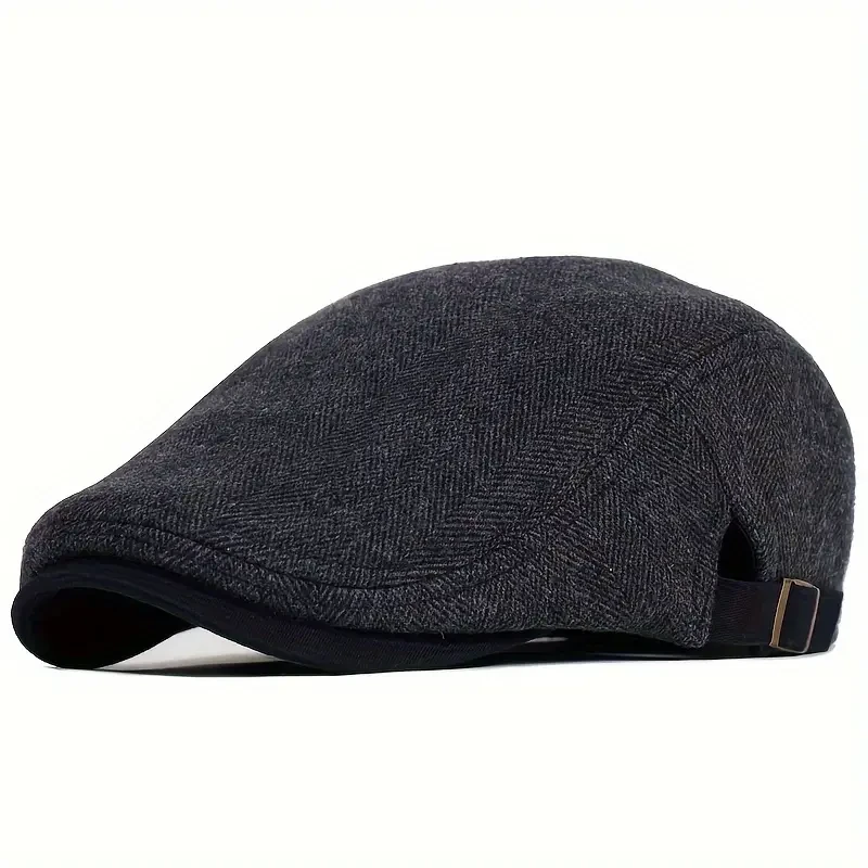 Vintage Herringbone Gatsby Beret  Thick Warm Flat Cap