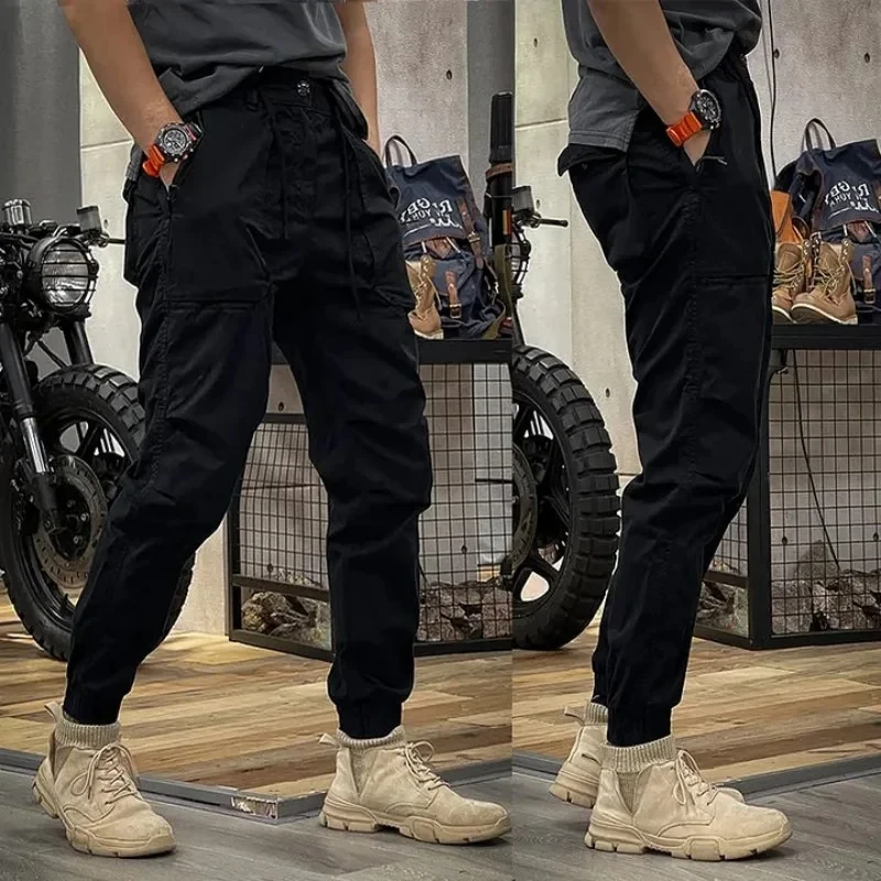 2023 Spring Men's Slim Cargo Biker Pants