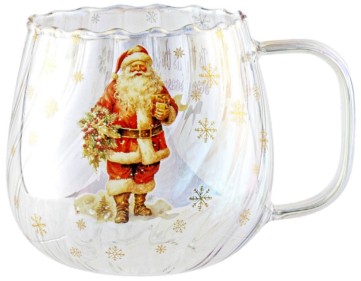 **MAGICAL CHRISTMAS SANTA FLUTED GLASS 650ML