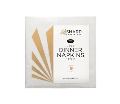 NAPKINS DINNER 2PLY 8F WHITE 1500s (SHARP SH40/2.8)