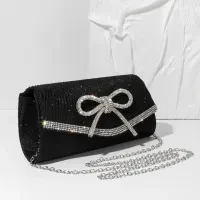 Bow Evening Bag Sparkly Clutch Purses For Women Wedding Glitter Rhinestone Party Prom Purse Dressy Clutch Bags