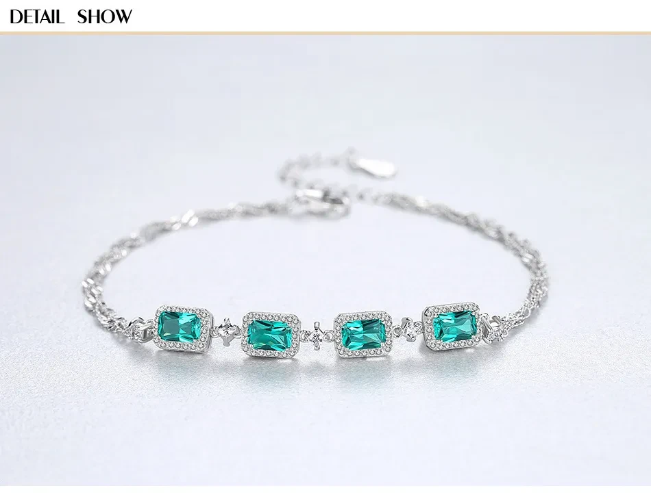 S925 silver fashion emerald ladies bracelet jewelry