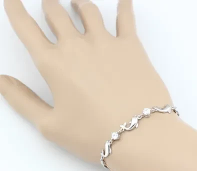 925 Sterling Silver Bracelet Wholesale, Dolphin Amethyst Bracelet, Women's Short Silver Jewelry