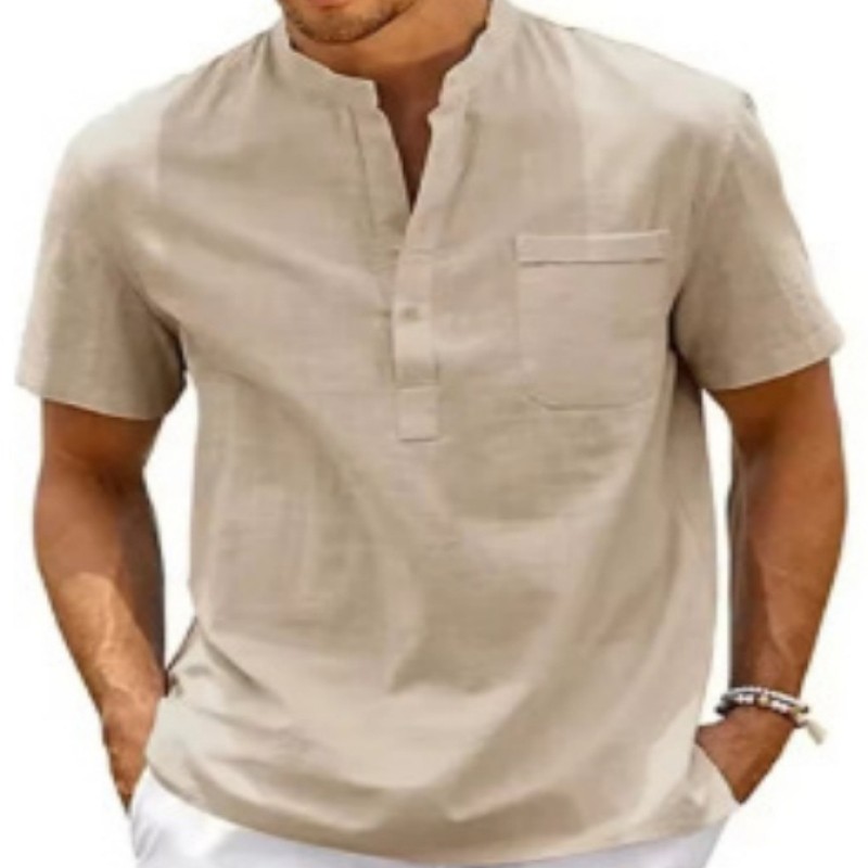 Summer New European And American Men's Solid Color Stand Collar Short Sleeve Polo Shirt
