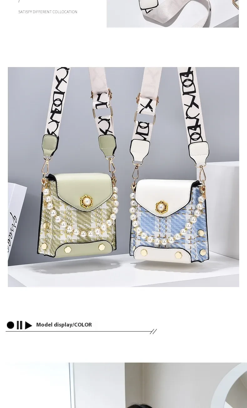 Fashion Women'S Crossbody Bag Girl'S Cute Princess Wallet Classic Shoulder Bag Summer Pearl Chain Phone Bag