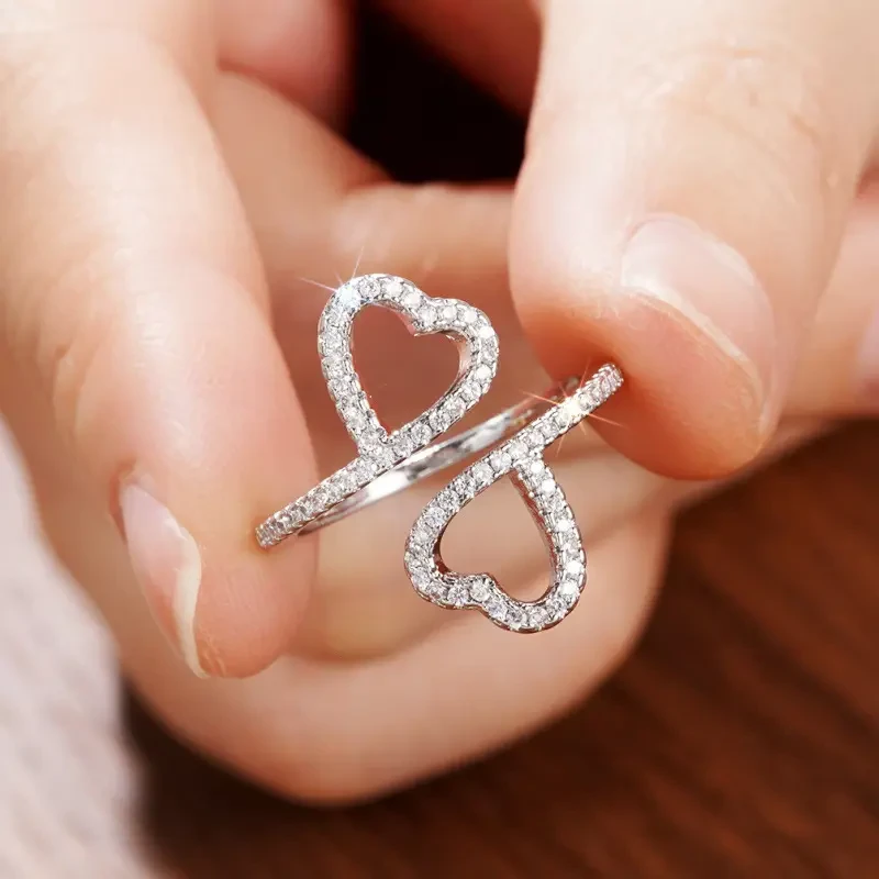 Womens Adjustable Open Heart Ring  Personalized Infinity Love Jewelry with 3A Zirconia | Romantic Gift for Anniversaries & Special Occasions in New Zealand