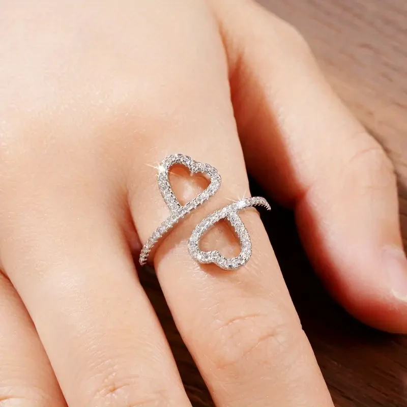 Womens Adjustable Open Heart Ring Personalized Infinity Love Jewelry with 3A Zirconia | Romantic Gift for Anniversaries & Special Occasions in New Zealand