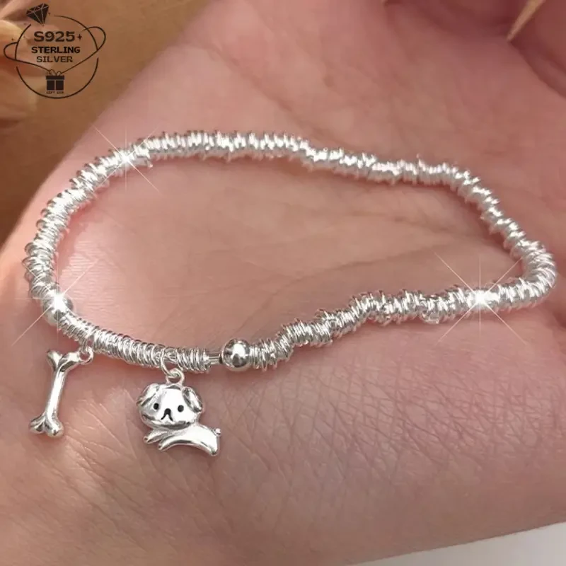 925 Silver Puppy Bone Bracelet for Women  Charming Dog-Inspired Jewelry | Perfect Gift for Female Friends, Graduations & Weddings