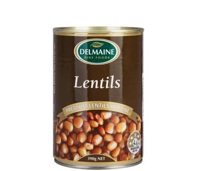 LENTILS IN BRINE 390GM (DELMAINE 3933)