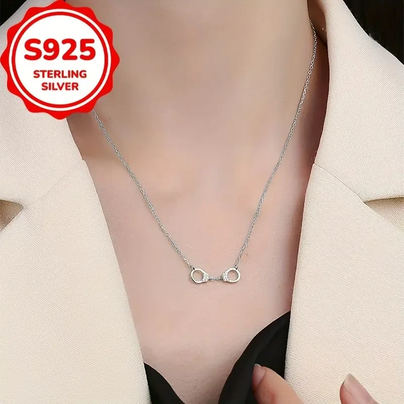 S925 Pure Silvery Korean Style Sweet Lock Necklace  Minimalist Retro Clavicle Chain | Trendy Fashion Jewelry for Women