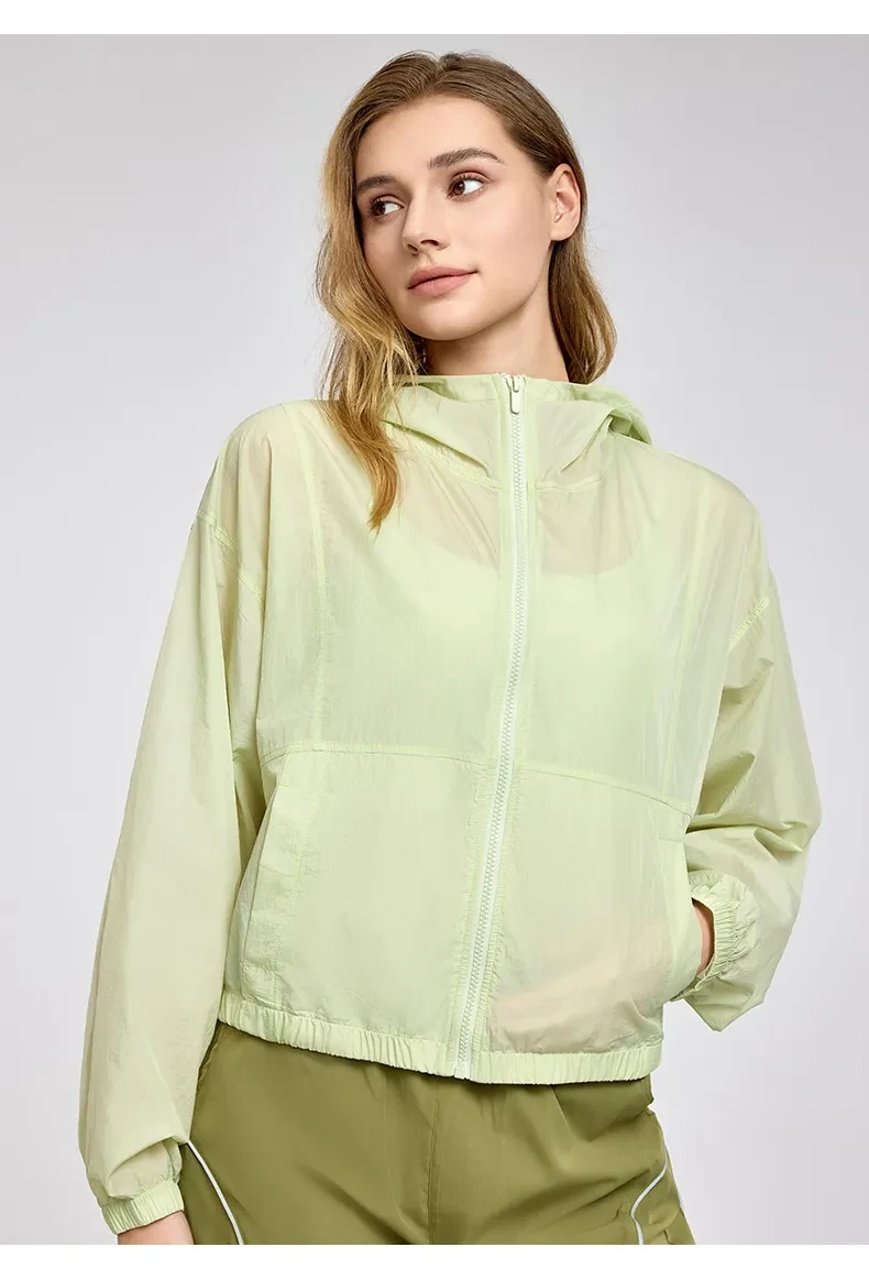 Summer Lightweight Sports Yoga Jacket Loose Hooded Casual Lightweight