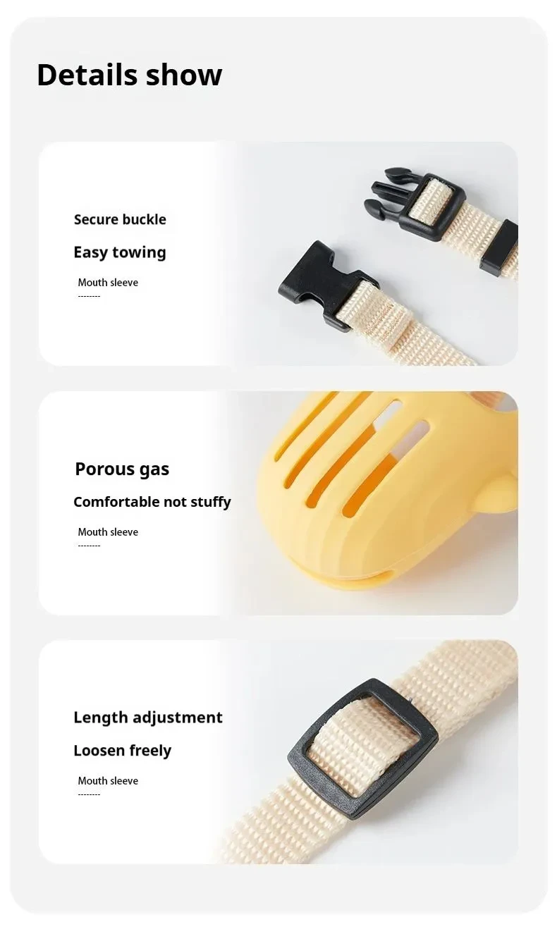 Portable Dog Muzzle Breathable Anti-Biting Dog Mouth Cover Adjustable Pet Basket Muzzles For Small Medium Pet Accessories