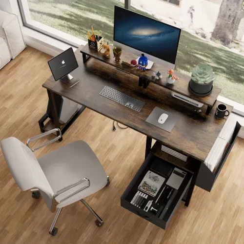 Small Office Desk with Shelves