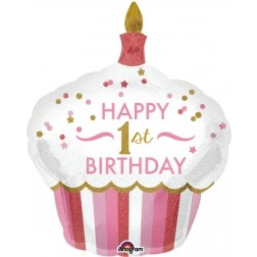 Shape Happy 1st Birthday Cupcake Girl