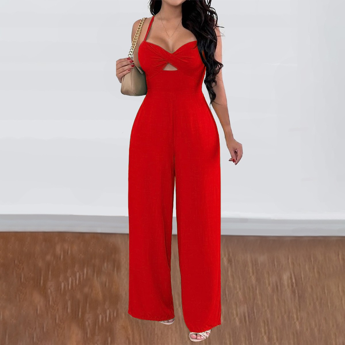 Red Backless Jumpsuit