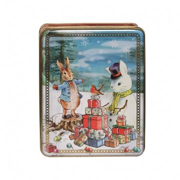 PETER RABBIT XMAS DEEP RECTANGLE TIN MIN 6