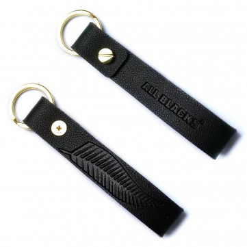 ABLEATHERKEY All Blacks Black Leather Strap Keyring
