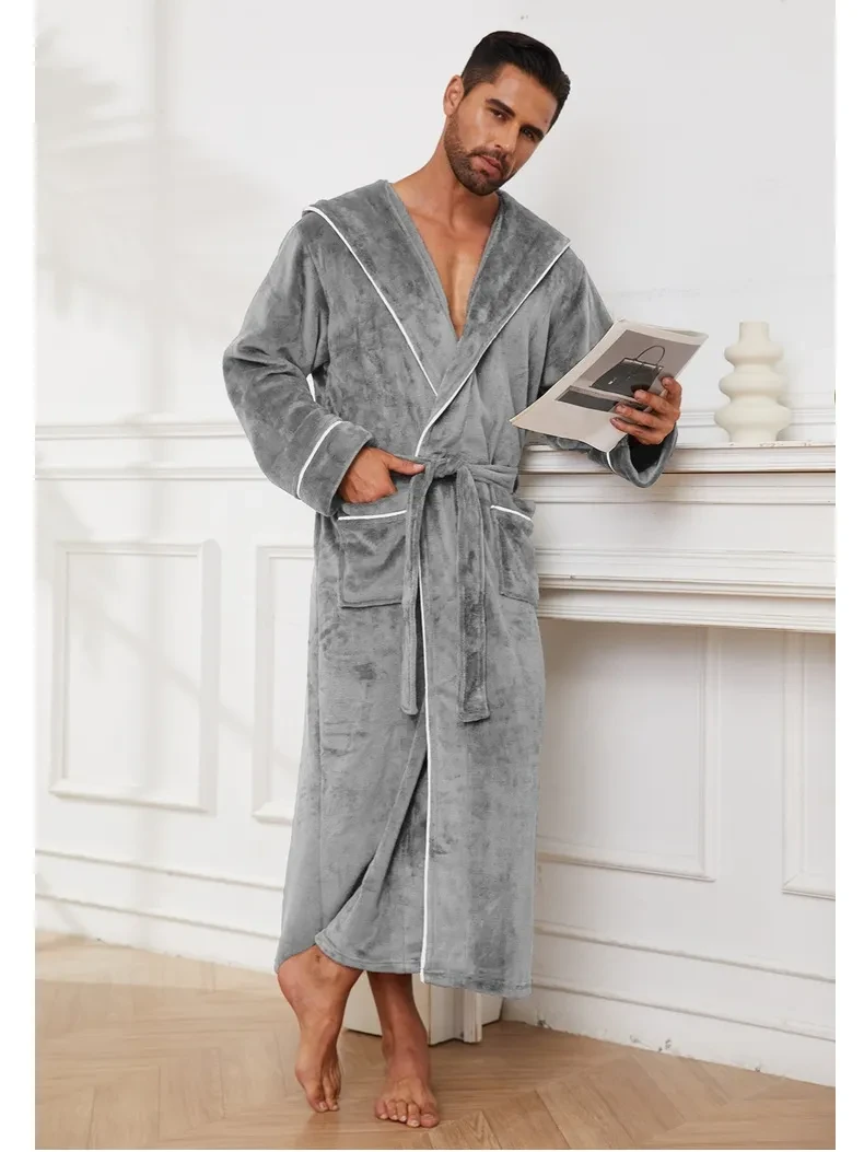 Fashion Men's Flannel Bathrobe Pajamas Women