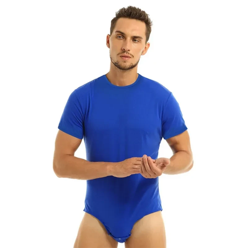 New Short Sleeve Round Neck Button Men's Breathable One-piece Home Pajamas