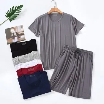 Men's Ice Silk Modal Short Sleeved Pants Set