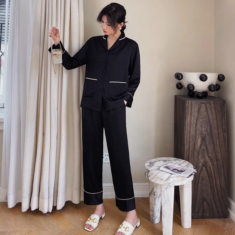 Couple Pajamas Lapel Cardigan Long Sleeves