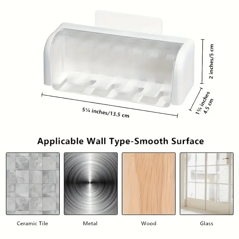 Self-adhesive Wall Toothbrush Storage Rack, Plastic Bathroom Supplie