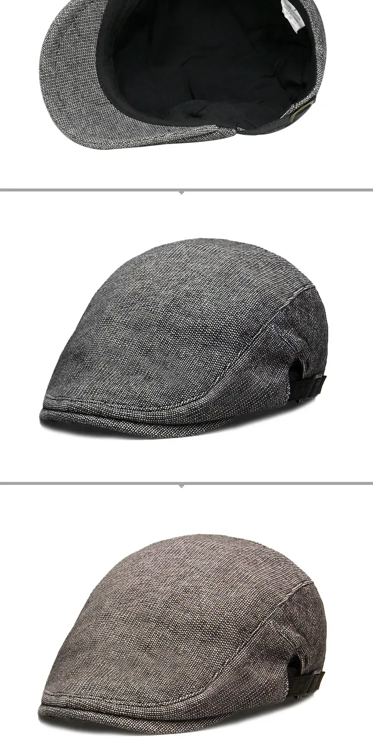 Spring, Autumn And Winter Pure Color Warm Keeping Cotton And Linen Breathable Beret Men