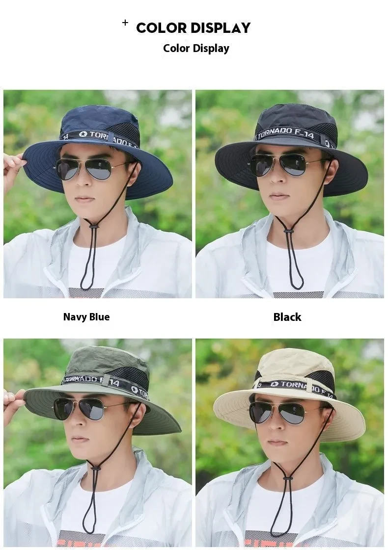 Men's Outdoor Deep Top Big Brim Breathable Sun Hat