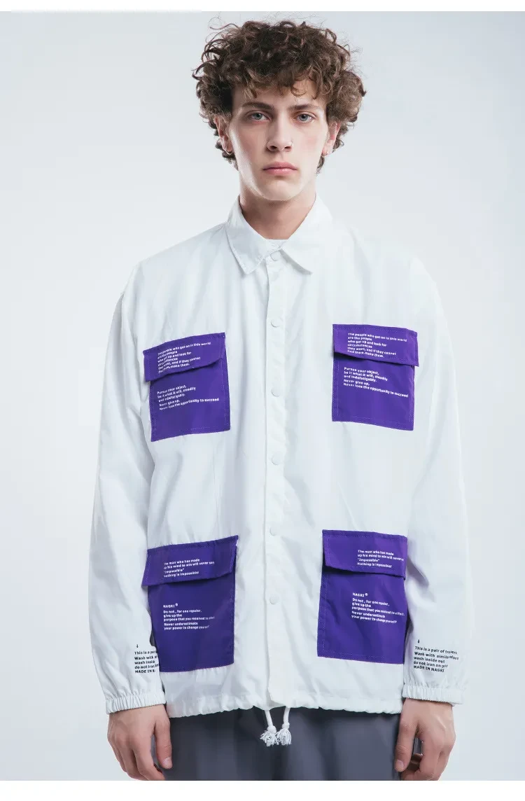 Men'S Autumn And Winter Single-Breasted Waterproof And Windproof Men'S High Street Multi-Pocket Shirt