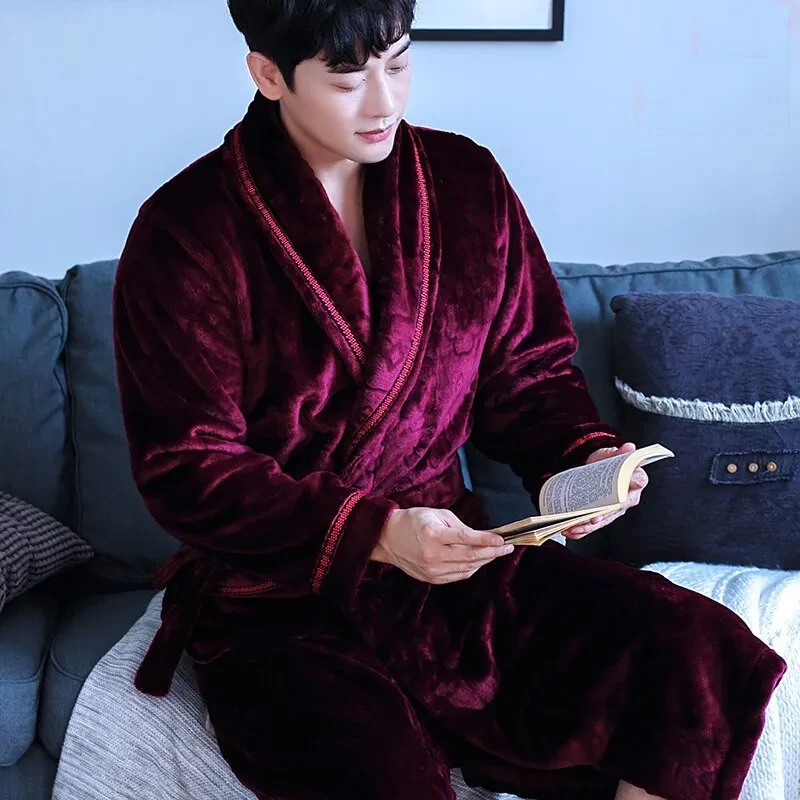 Winter Bathrobe Coral Fleece Couple Pajamas