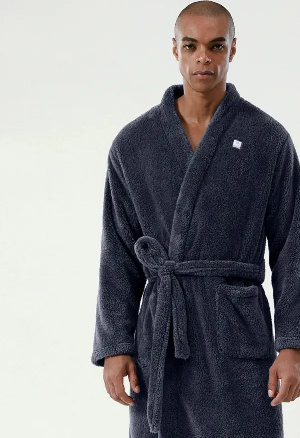 Men's Nightgown Men's Coral Velvet With Plush