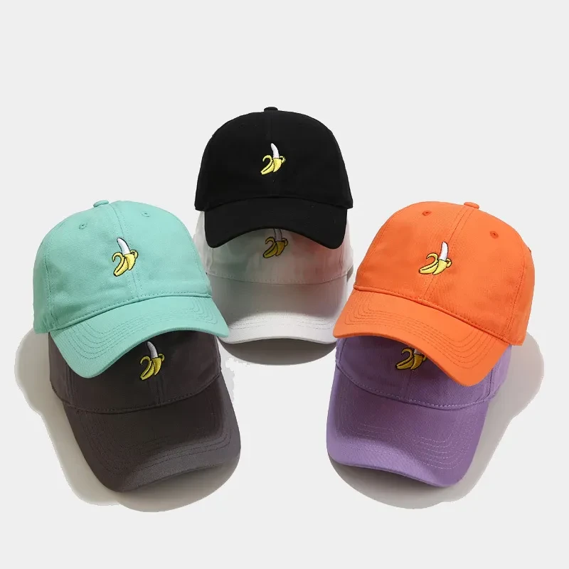 Cute Fruit Banana Embroidery Soft Top Curved Baseball Cap
